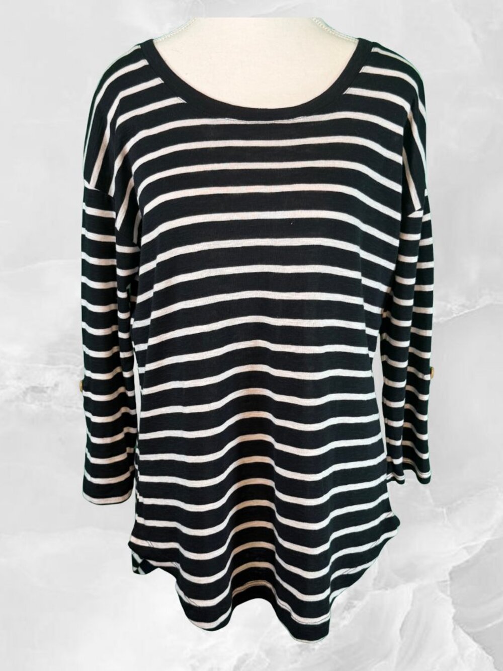 Black and white striped long sleeve-Sz (P)L